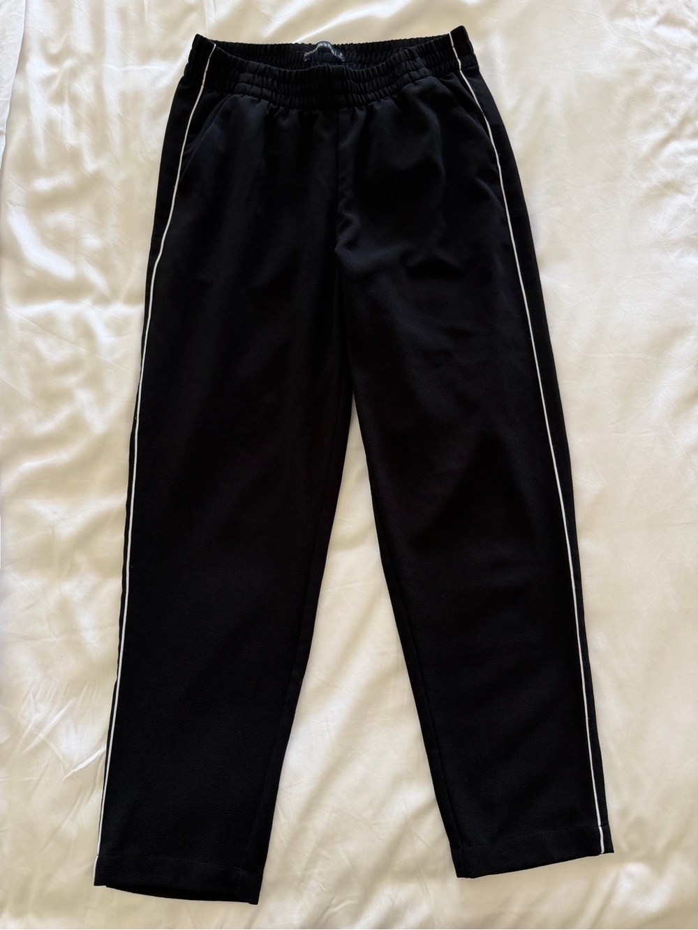 Abercrombie & Fitch Black Track Pants with White Piping Size Small
